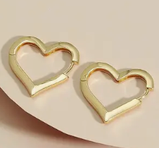 Gold Heart Hoops