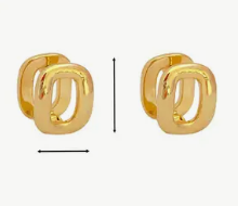 Gold Square Double Stud Earrings