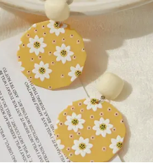 Yellow Daisy Acrylic Disc Earring
