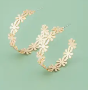 Gold Flower Hoop Earring