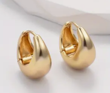 Teardrop Gold Hoop Earring