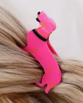 Pink Dachshund Dog Hair Clip