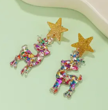 Glitter Reindeer Earrings