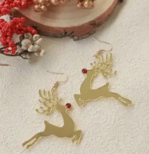 Gold Rudolph Earring