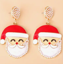 Rhinestone Santa Earring