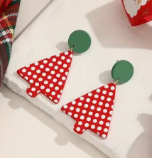 Red Dot Christmas Tree Earring