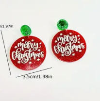 Merry Christmas Round Earring