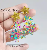 Clear Glitter Christmas Tree Earring