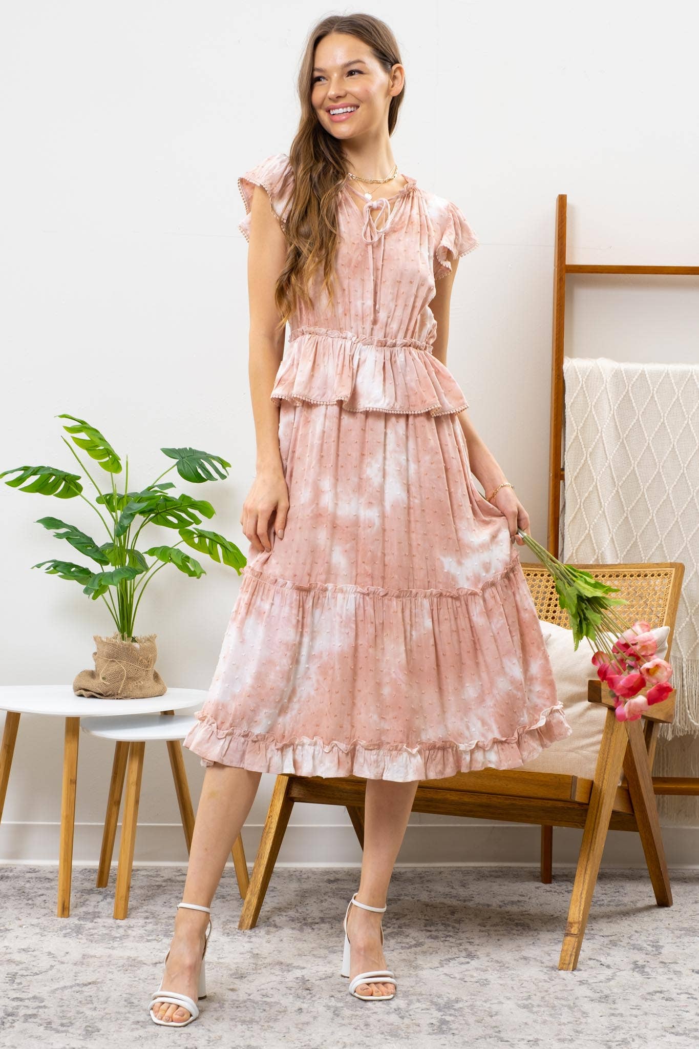 Blush Tie-Dyed Midi Dress