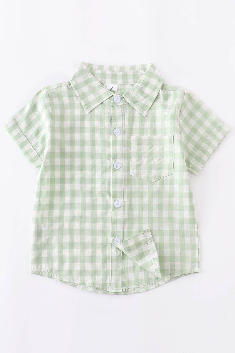 Green Plaid Boy Shirt - KIDS