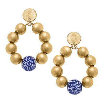 Chinoiserie & Ball Bead Teardrop Earrings