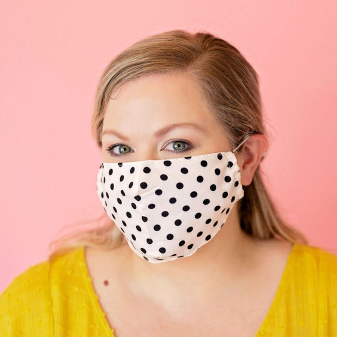 Fashion Mask - Cream Black Dot