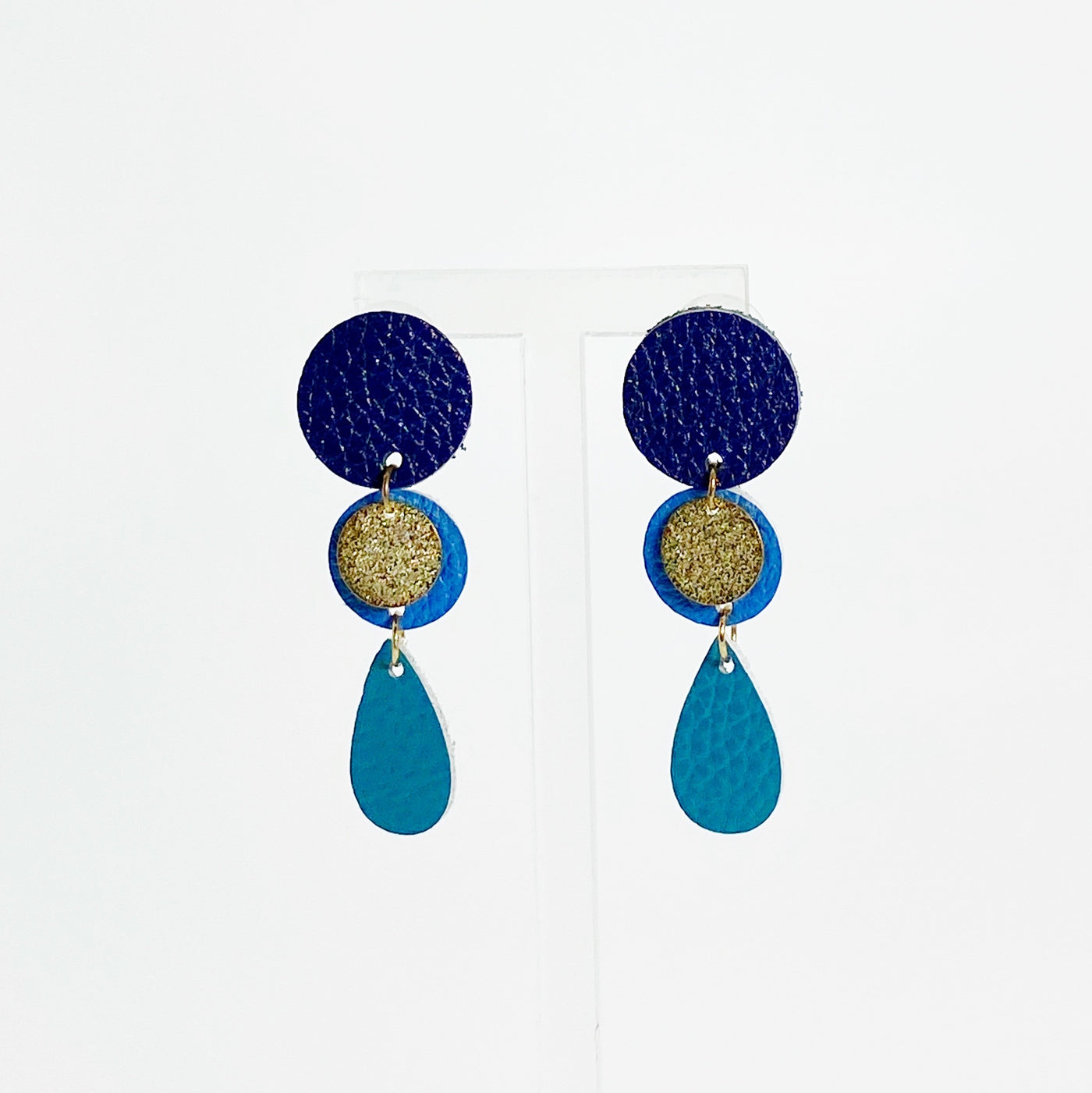 Blue Leather Earrings