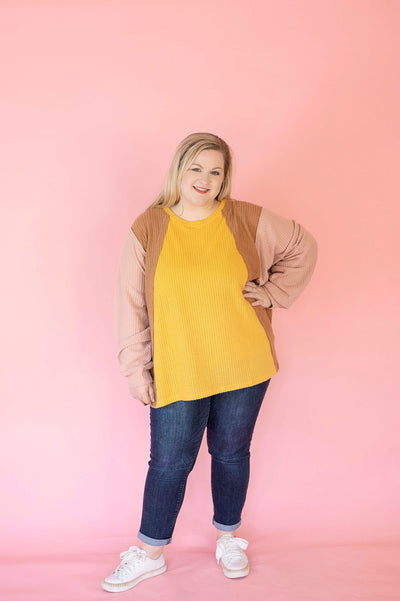 Mellow Yellow Colorblock Top - PLUS