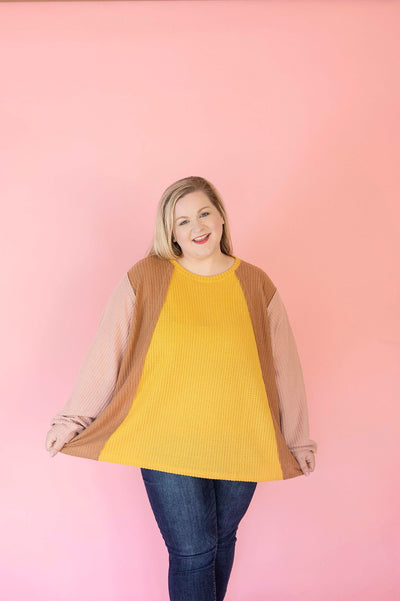 Mellow Yellow Colorblock Top - PLUS