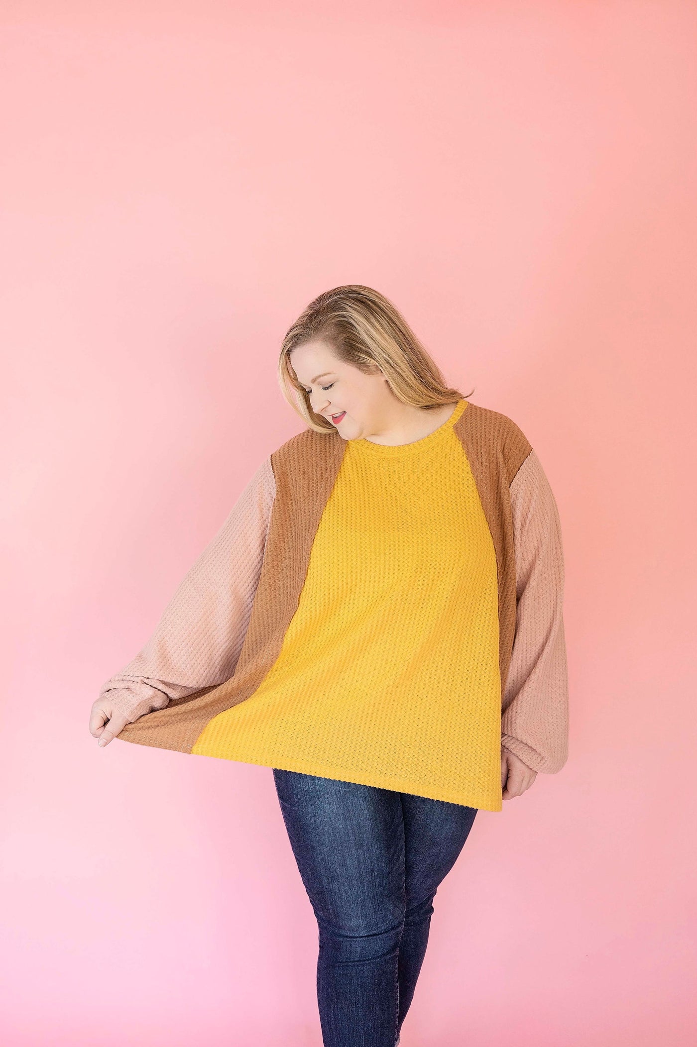 Mellow Yellow Colorblock Top - PLUS