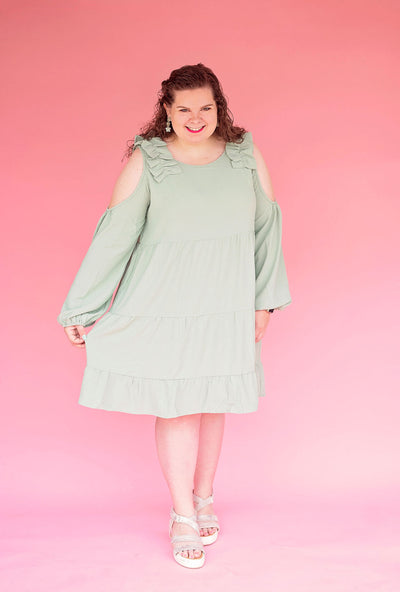 Sage Shoulder Dress - PLUS