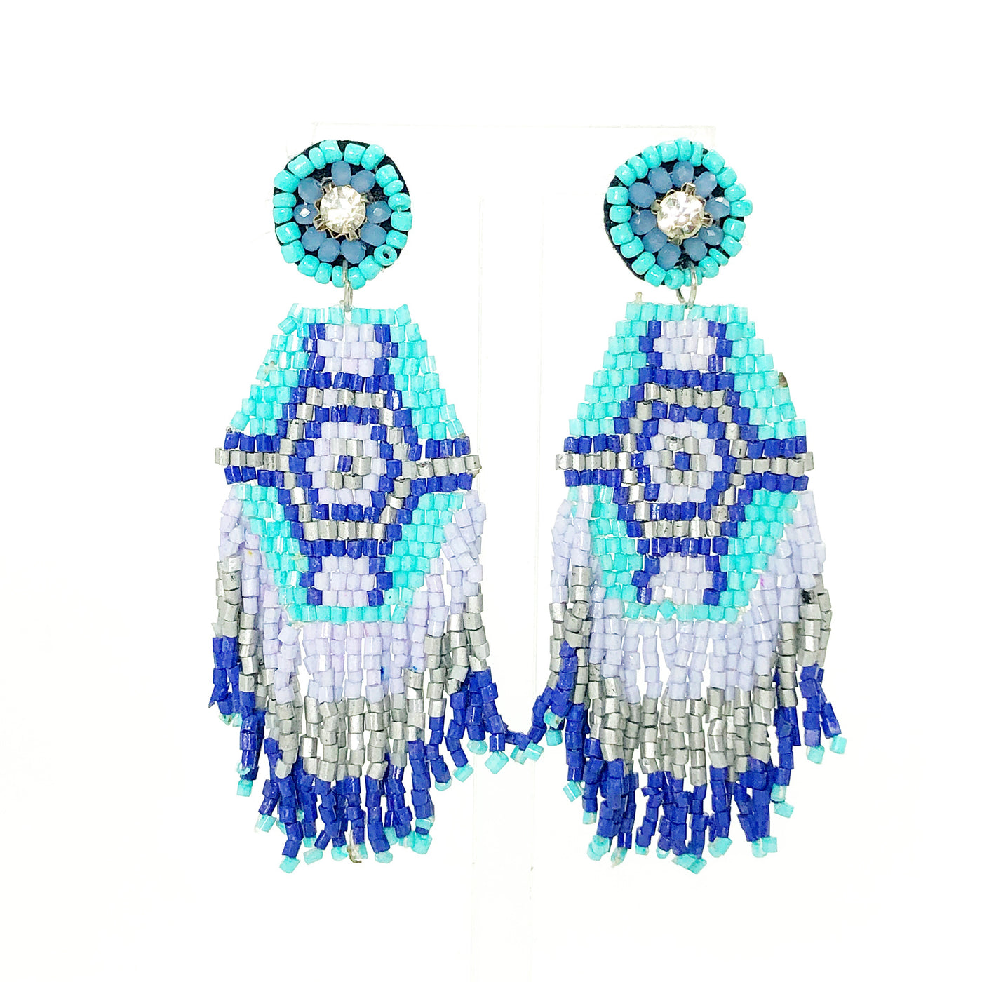 Tribal Fringe Earrings - Turquoise