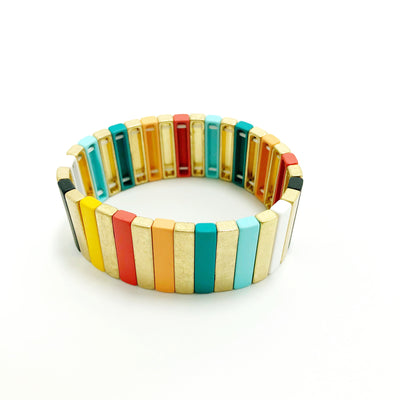 Large Gold and Rainbow Metal Bracelet