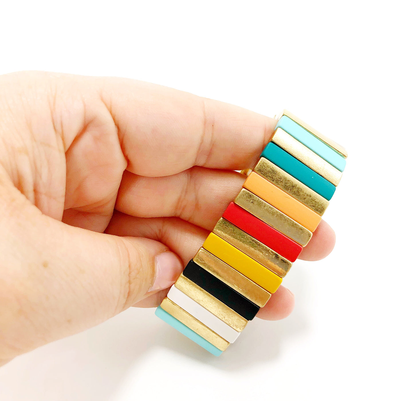 Large Gold and Rainbow Metal Bracelet