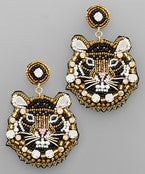 Beaded Tiger Earrings