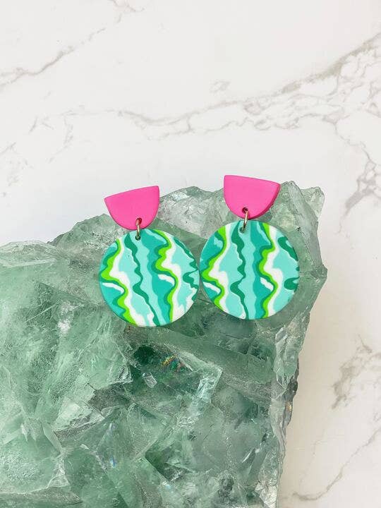 Swirl Watermelon Clay Earrings