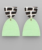 Mint and Black Squares Earrrings